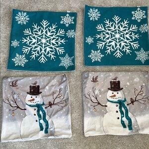 Snowflake and Snowman Holiday Pillow Covers